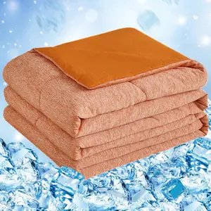 Cooling Comforter, Cooling Blanket for Hot Sleeper, Q-Max 0.45 Arc-Chill Cooling Fiber, Cool Soft Thin Breathable Summer Blanket for Bed, Couch (96" x 120", Orange)