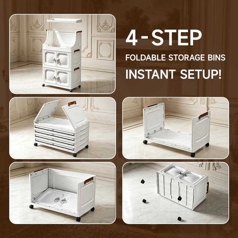Viral Home Organizer Alert! Open-top stackable multifunctional storage bins, collapsible storage boxes with casters, lidded plastic space-saving organizers with tool-free assembly, ideal for bedroom, living room, office and household clutter storage.