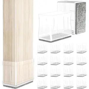 16 PCS Rectangle Silicone Chair Leg Floor Protectors for Hardwood Floors, Furniture Sliders for Chair Legs, Felt Bottom Furniture Pads.(1" x 1.5" Clear)