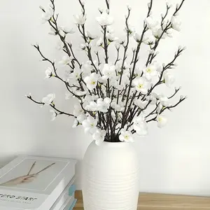 10 artificial plum blossom simulation flowers, with plastic stems featuring a realistic touch, suitable for decoration in homes, offices, weddings and parties, Faux Flower Decorations