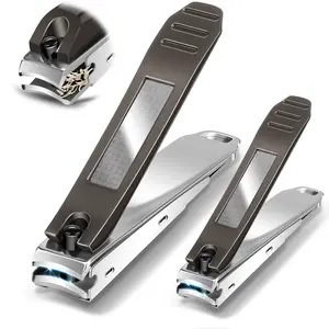 Nails Clipper, Ergonomic Toenail and Fingernails Clipper with Non-Slip Design, Professional Finger Nail Cutter for Adults, 2 Pcs Nail Trimmers for Men and Women with Nail File  - Dark