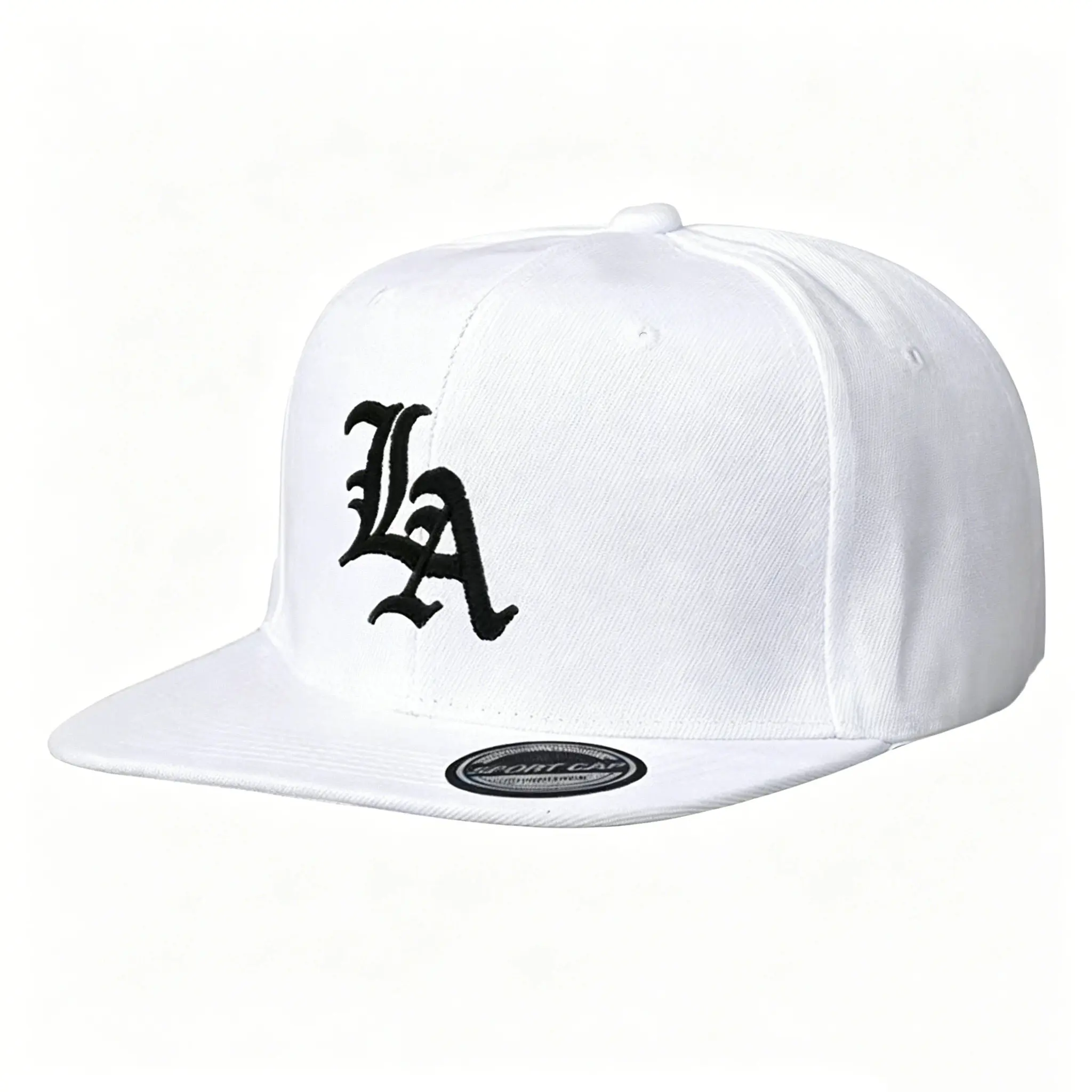 Men & Women's Minimalist White 3D Raised Embroidered LA Baseball Hat - Premium Cotton, Breathable Y2K Summer Sun Snapback, Aesthetic High-Profile Streetwear Cap