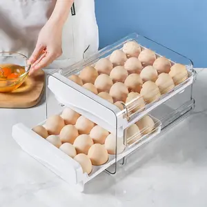 1 Piece Refrigerator Egg Box, 2-tier 40 Egg Tray, Refrigerator Storage Container, Multi Layer Stackable Plastic Egg Holder