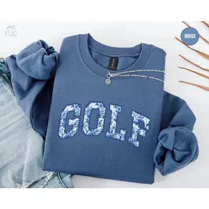 Toile De Jouy Golf Sweatshirt, Golfing Lover Gift,Floral Golfing Crewneck,Coquette Golf Gifts for Women, Cute Golfer Apparel,Golf Coach Gift