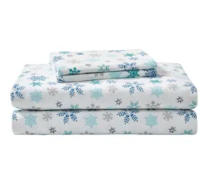 Eddie Bauer Tossed Snowflake Blue Cotton Full Sheet Set