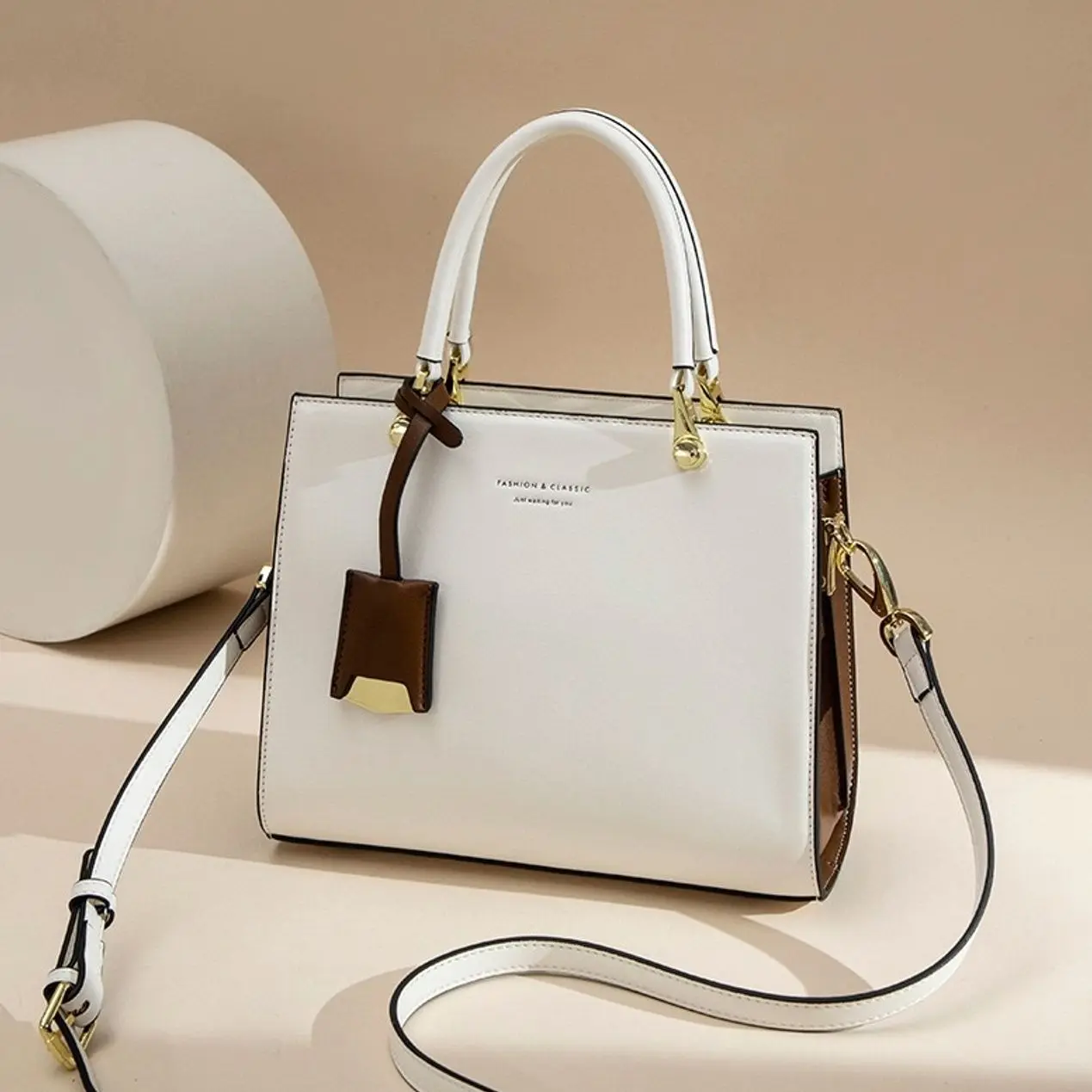 Structured Handbag Women Shoulder Bag PU Leather Tote Crossbody Purse Versatile Daily Office Bag