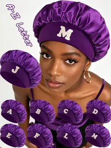 1Pc Customized A-Z Letters Satin Sleep Bonnet, Soft Lining Beauty Hair Care Hat, Suitable for Curly and Straight Hair, Make Up Washing Face Daily Use,Shower Cap For Daily，All Seasons Casual Style