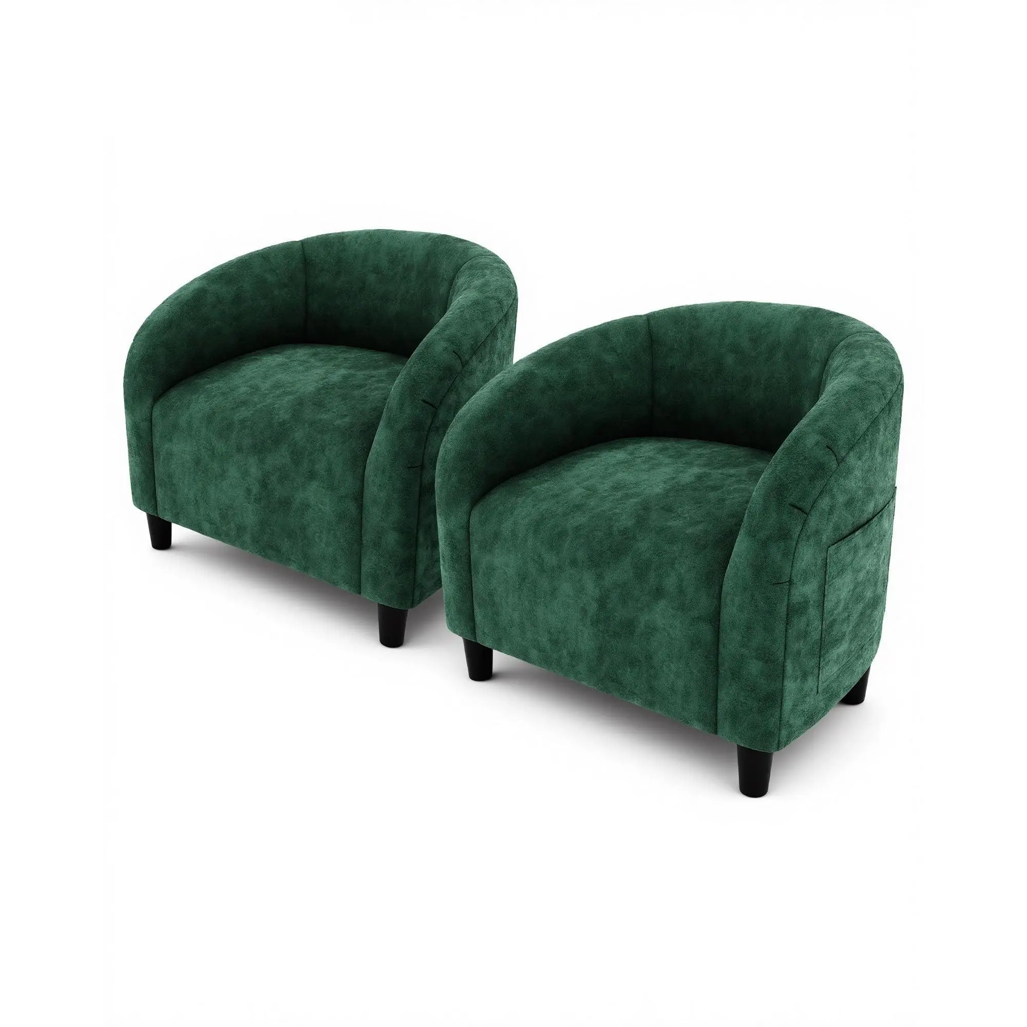 Garvee Set of 2 Accent Armchairs for Living Room, Bedroom, Waiting Room, or Reception - Barrel Club Chairs with Soft Padded Seats and Sturdy Legs in Retro Green