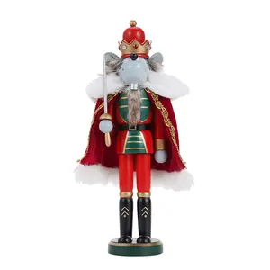 Handmade Wooden Christmas Tree Mouse Nutcracker Soldier Ornament, Festive Home Decor, 30/35cm Holiday Decoration for Xmas Party