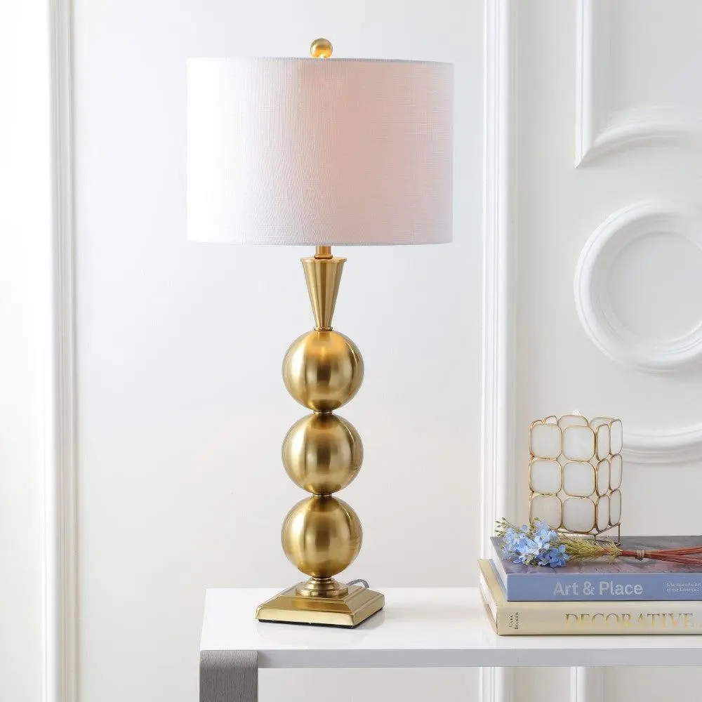JONATHAN Y Mackenzie Classic Series Metal LED Desk Lamp - Cotton Fabric Shade Indoor LED Lights for Bedroom, Living Room