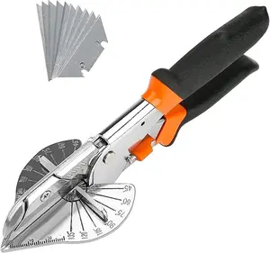 Multi Angle Miter Shear Cutter - Multifunctional Trunking Shears for Angular Cutting of Moulding and Trim Multipurpose Quarter Round Cutter Adjustable at 45 To 135 Degree With Spare 10 Blades