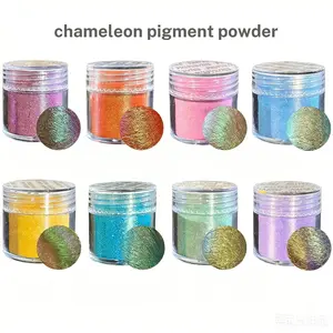 8 Color Optical Changing Powder, 2.5g Independent Bottles, 8 Bottles Total, Nail Art, Nail Decoration Supplies, Makeup, Resin Drop Glue, Unlock Color Transformation Art