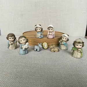 Classic Resin Nativity Scene Figurine Set - Handcrafted Religious Collectible with Mary, Joseph, Youngsters & Shepherds - Versatile Holiday Decor for Christmas, Halloween, Easter, Thanksgiving - No Electricity Needed, Religious Decor, Chris