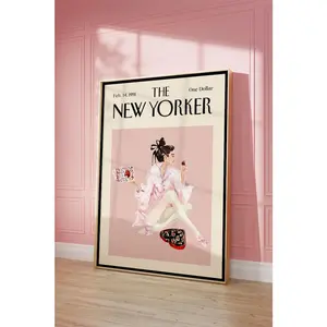 The New Yorker Magazine Cover Print Trendy Vintage Pink Fashion Vogue Aesthetic Magazine Poster