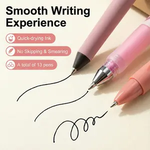 Rarler 13 PCS Smart Pen Set with Monster Pencil Case 8 Unique Types 1 Twist 1 Everlasting 1 Grip 1 Click 1 Retractable 1 Agile 1 Erasable Gel 6 0.5mm Ballpoint Pens for School Study Exams