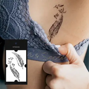 Feathers and birds (L-15). Temporary tattoos. Party tattoos. Kids tattoos. Custom design. Tattoo sets. Ukrainian. Realistic. Waterproof