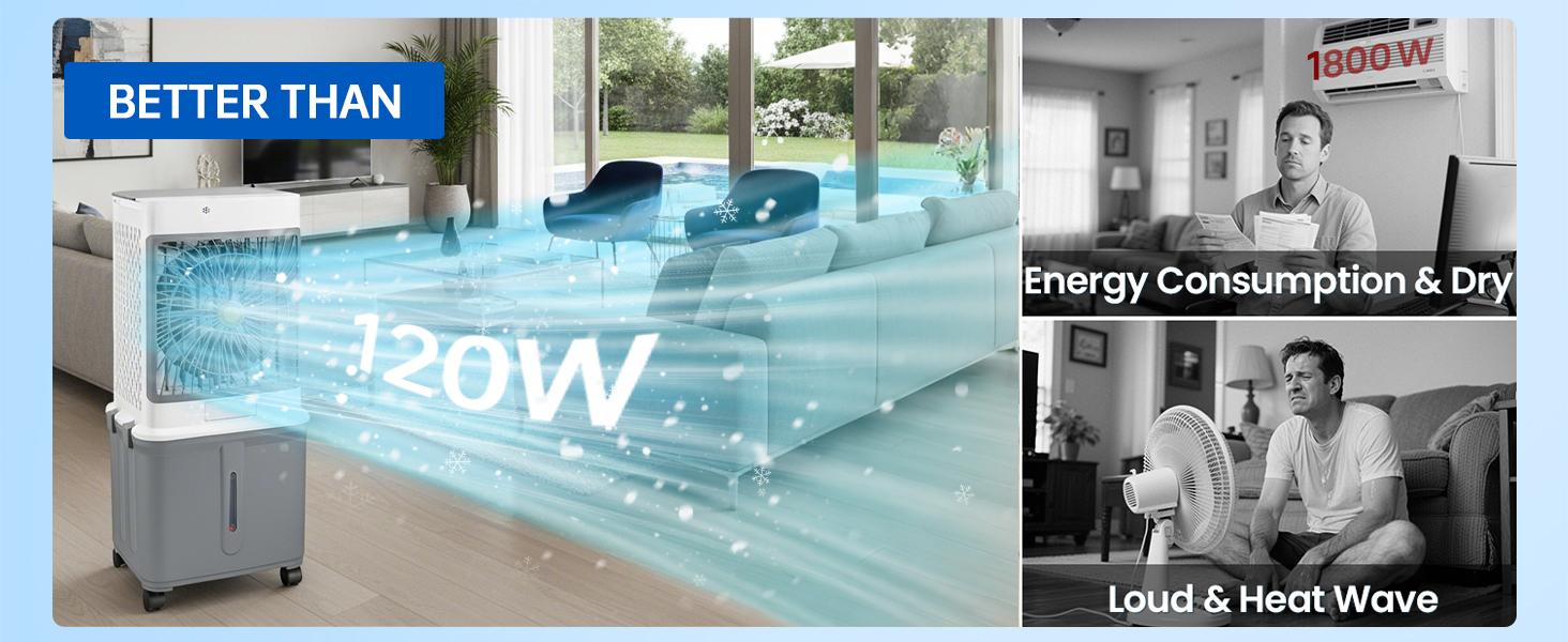 2026 Upgraded Windowless Portable Air Conditioner, Evaporative Cooler, 10GAL Detachable Tank, Oscillation, Timer, Quiet, 30H Cooling Fan for Bedroom and Garage 2026 Upgraded Windowless Portable Air Conditioner, Evaporative Cooler, 10GAL Detachable Tank, Oscillation, Timer, Quiet, 30H Cooling Fan for Bedroom and Garage