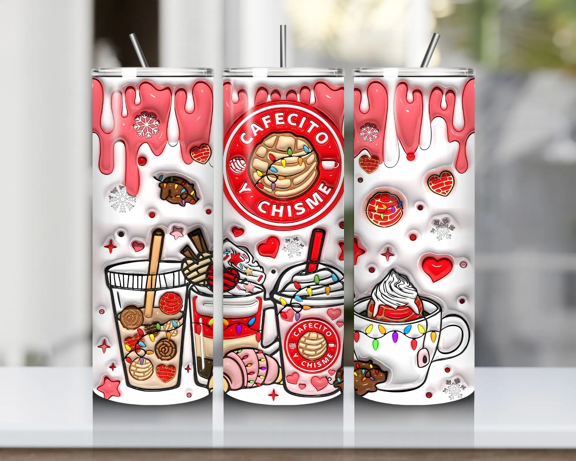 "Cafecito Y Chisme" Christmas Themed 20oz Tumbler