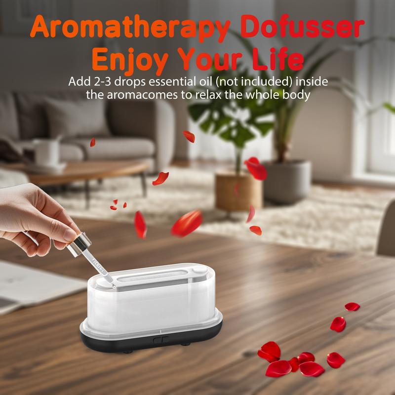 Essential Oil Diffuser Humidifier, 7-Color LED Flame Night Light, Auto Shut-Off, 160ml for Home Office Yoga Meditation