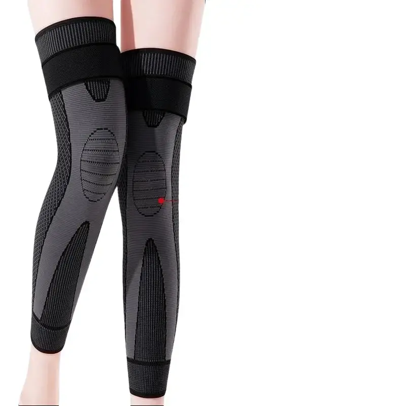 Patellar Knee Brace, Self-Heating Patellar Tendon Pack with Mugwort, 52cm Length 3cm Thickness Unisex Strap, All-Season Warm Joint Support for Instant Pain Relief, Compression Calf Sock Full Leg Sleeves, Black Sports Stabilizer