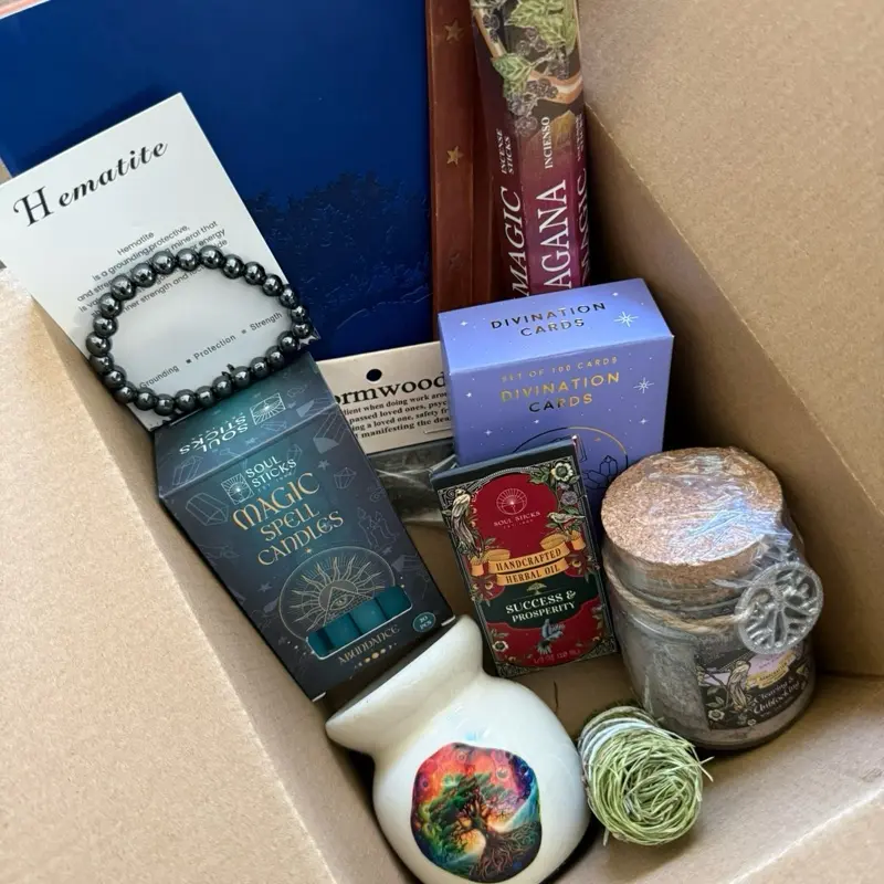 Witchy Celestial 11-Item Spiritual Witchcraft Complete Kit - Home Fragrance Aromatizer with Scented Spell Candles, Fragrance Incense, Herbs & Oil, Aroma Freshener for Alternative Aromatherapy Health Support