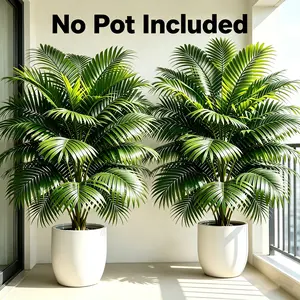 2 Pack Artificial Sago Palm Tree 35.4in/90cm Lifelike Fake Cycad Plant No Maintenance Faux Tropical Greenery for Indoor Outdoor Home Office Porch Patio Decor, UV Resistant, Easy Care