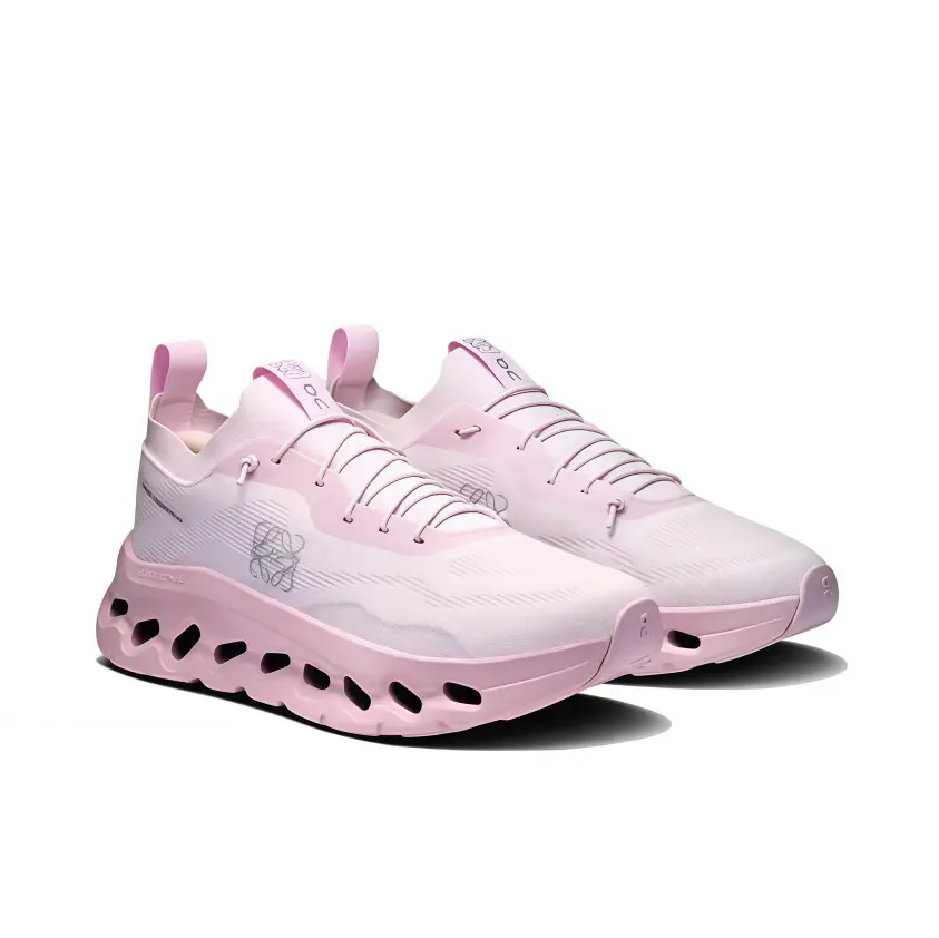 Solid Pink Knit Mesh Low Top Running Shoes Wave Hollow Cutout Thick Cushion Sole Quick Lace Lightweight Outdoor Training Footwear