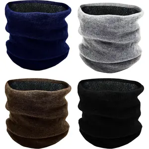4 Pack Winter Neck Buff Warmers, Neck Gaitor Thermal Fleece Lined Interior Warm Scarf Wrap, Mens ns