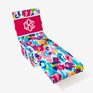 Monogrammed Lounge Chair Cover by Marleylilly with Top Pocket and Side Storage Pockets - Terry Material