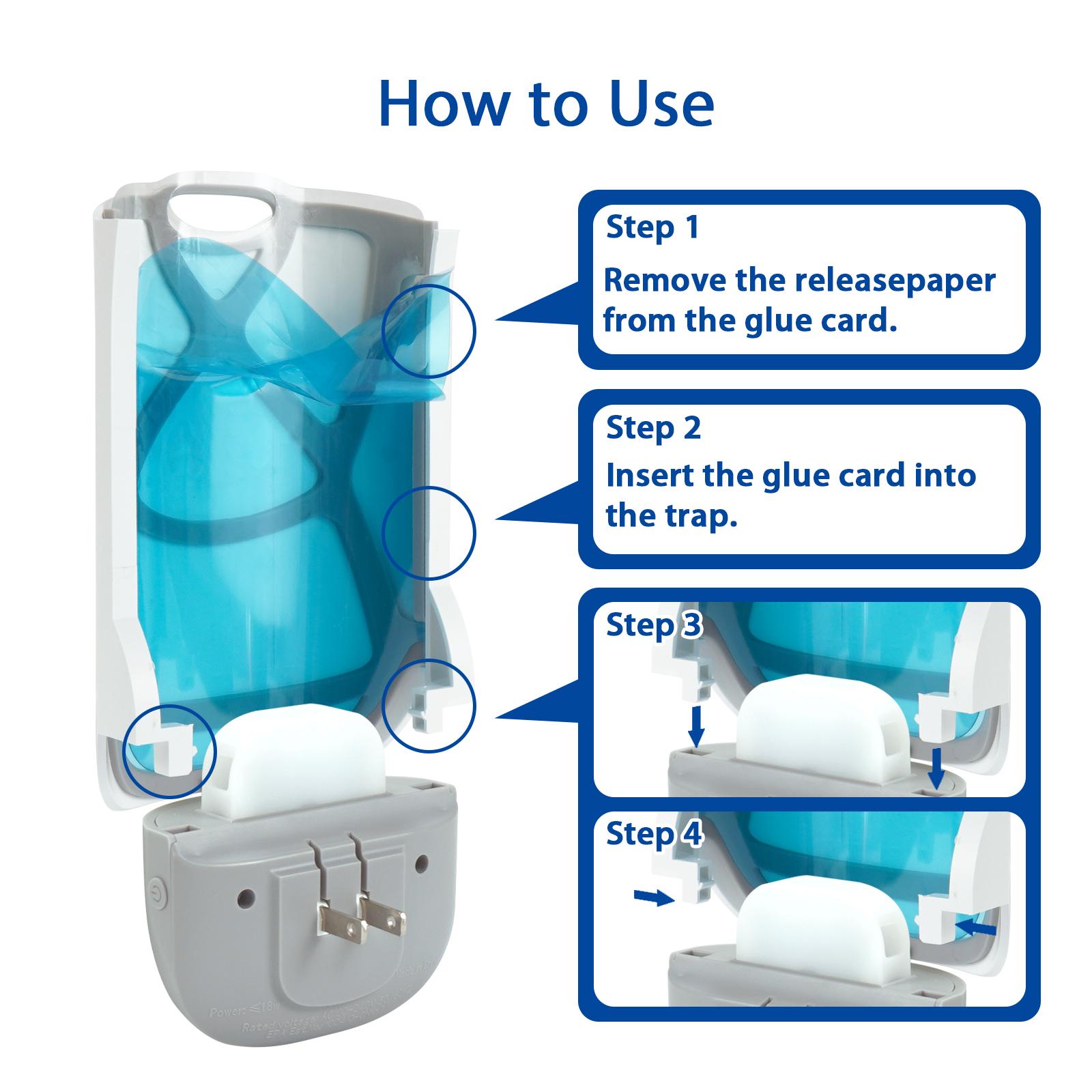 Sulguy Silent Flying Insect Trap & 2 Refill Cartridges – Plug in Gnat Killer & Indoor Bug Catcher for Fruit Flies, Gnats, Moths – Blue-Violet Light + Sticky Board, No Zap No Pop, Pet & Kid Safe