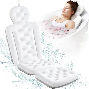Luxury Bathtub Pillow – Full Body Cushion for Head, Neck & Back, 51" x 16", White