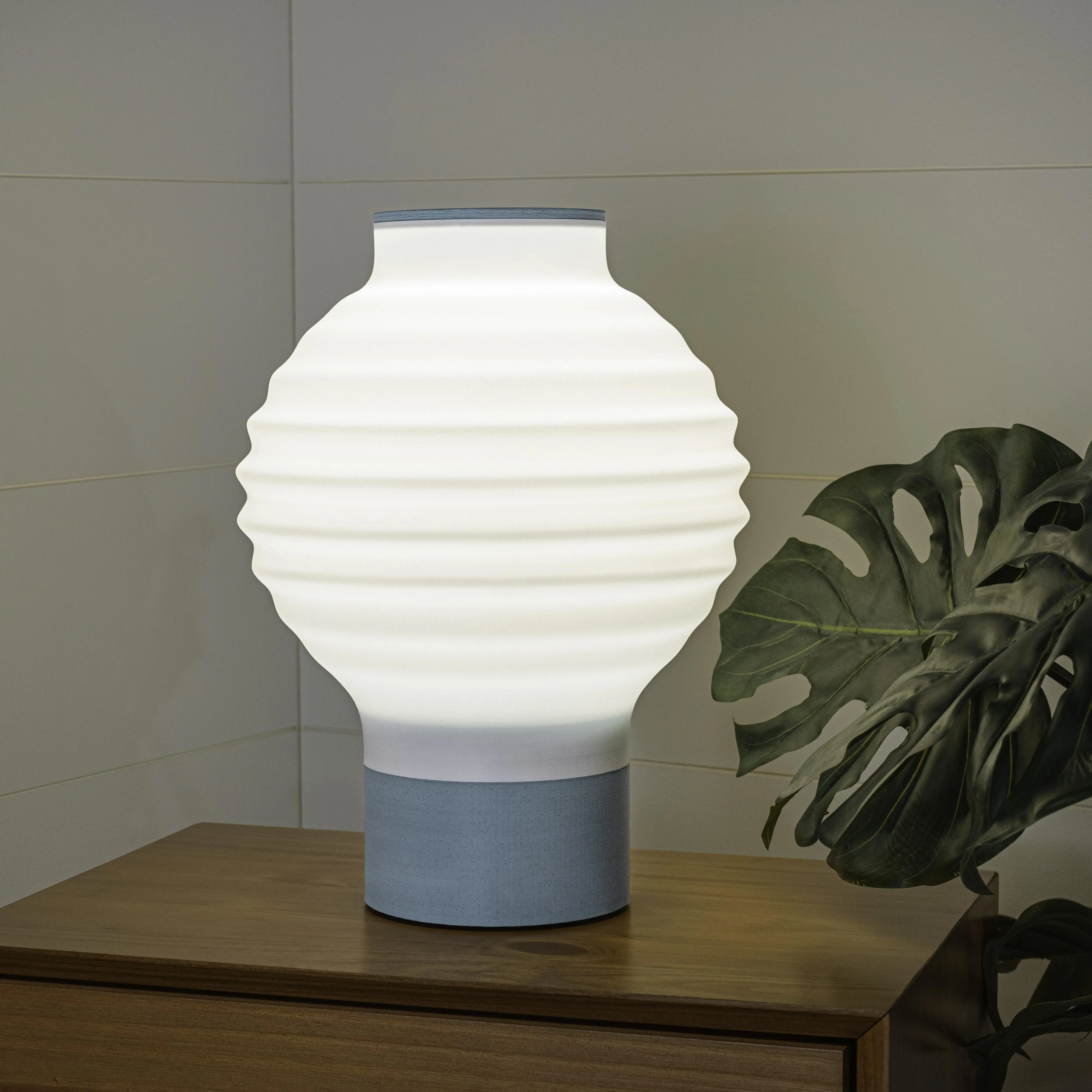 JONATHAN Y 15" Asian Lantern 3D Printed Dimmable LED Lamp | Plant-Based PLA, Vintage Traditional Style, 4W Bulb Included, Bohemian Nightstand Desk Light, In-Line Dimmer