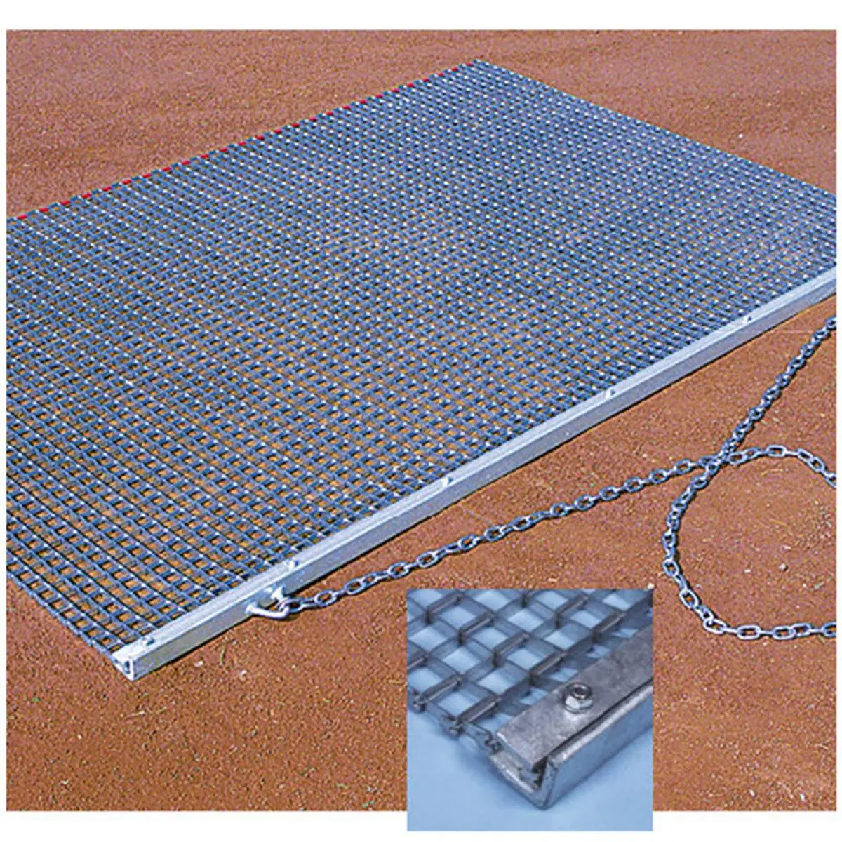 212 MAIN Heavy Duty Drag Mat - 6'6" x 4' Galvanized Steel Metal Mesh, 3/8" x.050 Heavy Duty Angle Iron Baseball Field Groomer, Tractor-Pulled with Chain, Baseball Field Maintenance, Great Gift Idea
