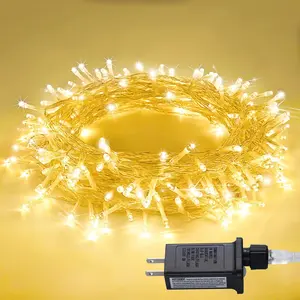 【US-based sellers】100 LED Warm White Christmas Lights, Indoor String Light Bedroom 8 Modes Christmas Tree Lights Plug in, 33ft Connectable Fairy Twinkle Light Outdoor for Home Garden Xmas Tree Decor