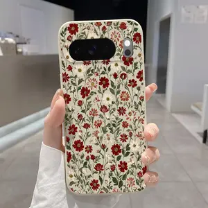 Rounded Edge Phone Case for Google Pixel 10 9 8 7 Pro A XL Floral Symphony Pattern Pocket-Friendly Shockproof Liquid Silicone Protective Soft Smartphone Casing