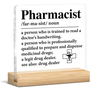 Pharmacist Gifts for Women Men, Gifts for Pharmacy Technician Appreciation Farewell Birthday, Pharmacist Definition Clear Acrylic Desk Decorative Signage Sign Decor