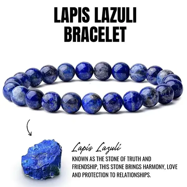 Blue Lapis Lazuli Bracelet 6/8/10/12mm Beads | Crystal Healing Beaded Bracelets for Kids, Men, Women, Couples