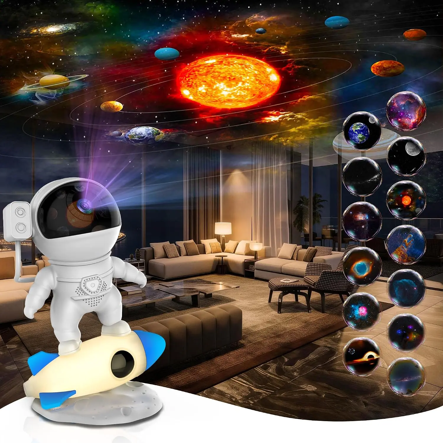 FlyLily Galaxy Projector, 12 in 1 HD Planetarium Astronaut Galaxy Projector for Bedroom, Galaxy Star Night Light Projector for Kids Adults Gaming Room/Party/Home Décor mini
