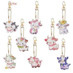 Cute Mosaic Keychain, 8 Counts/set DIY Diamond Art Painting Keychain Kit, Backpack Pendant Art Craft Gift, Holiday Party Decoration, Bling Bling Keychains