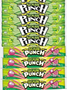 Sour Punch Straws Variety Pack | Apple & Watermelon Sour Candy Straws | NYC Bodega Candy | Retro Sour Candy | 12 Pack – NY Snack Pantry