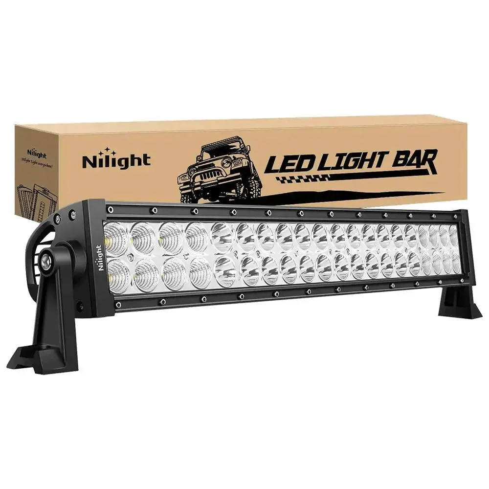 Nilight 22-in 1pc 120W Double Row Flood-Spot LED Lightbar, Aluminum Construction, Waterproof, -40~85°C, 9-30V DC, Automotive & Motorcycle Mountable Truck Lightbar, Cars Accessories, Car LED Lights Work Light