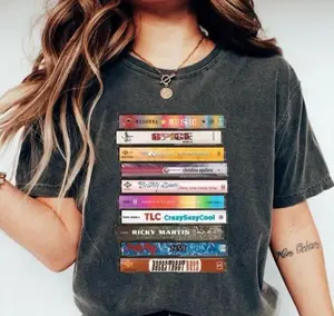 90's Pop Cassette Stack Tapes, 90's Unisex Tee, Homemade Music T-Shirt, Graphic T-Shirt, Vintage 90s Rock Band Shirt, Gift for fan