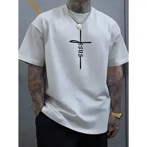 100% pure cotton, available in multiple colors, suitable for all seasons, new summer trendy English letter print men's casual T-shirt