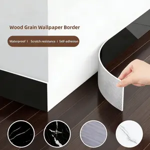 1 Roll (197" x 3.94") — Peel-and-Stick Baseboard Trim & Waistline Molding | Easy Application | DIY Removable & Residue-Free | Waterproof & Wear-Resistant | Floor & Wall Protective Strip | Ideal for Walls, Stairs, Kitchens, Bathrooms, Cabinet Edges, and Ho