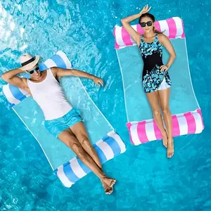 2 Sets of Thickened Adult PVC Inflatable Pool Floats – Striped Water Raft, Swimming Pool Float Hammock. Suitable for Adult Pools, Seaside, and Other Water Activities. Multi-functional PVC Pool Float with Lounger and Rafting Features, Ideal for Travel