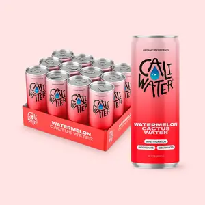 Caliwater Watermelon Flavored Cactus Water with Rare Antioxidants + Electrolytes, Plant-Based, Non-GMO, Non-Carbonated, 12 fl oz Cans (Pack of 12)