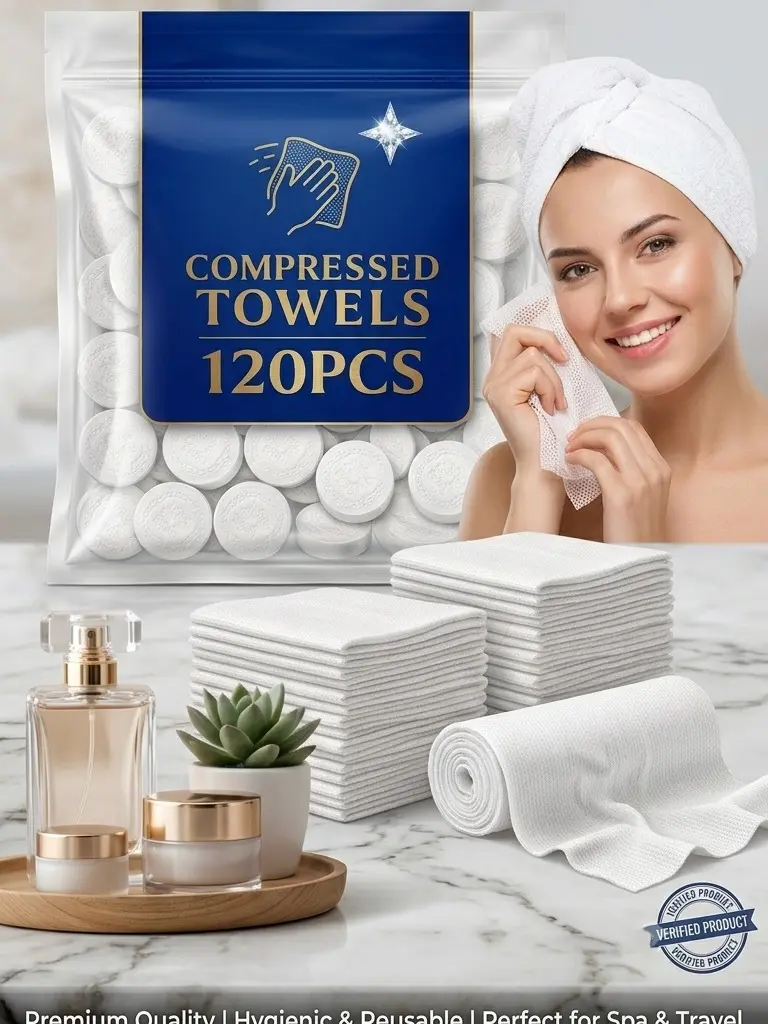 120 PCS Compressed Towels Bulk Coin Tissues Portable Mini Disposable Face Compressed Camping Towels for Travel Home Hotel and Outdoor Activities