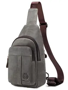 Men's Solid Color Sling Bag, Fashionable Casual Versatile Zipper Chest Bag for Daily Used, Durable & Portable Leather Bag, Adjustable Sling Bag, Leather Shoulder Bag, Adjustable Strap Bag