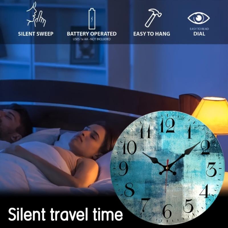 A Round 10 Inch Blue-Gray Clock That Is Silent And Non-Ticking, Powered by Batteries, Suitable for Decorating Living Rooms, Bedrooms, Bathrooms, Schools, Offices, And Studies
