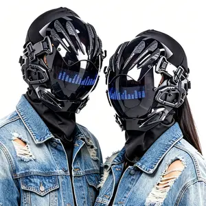 COSTRIBE CyberPunk LED Full Face Fancy Mask, Tech Accessories for Cosplay, Light-Up Futuristic Halloween Rave Festival Accessory